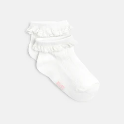 Baby girls' fancy white lace frill socks