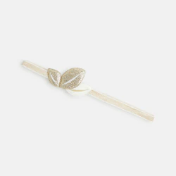 Headband feuilles brillantes à élastique jaune bébé fille