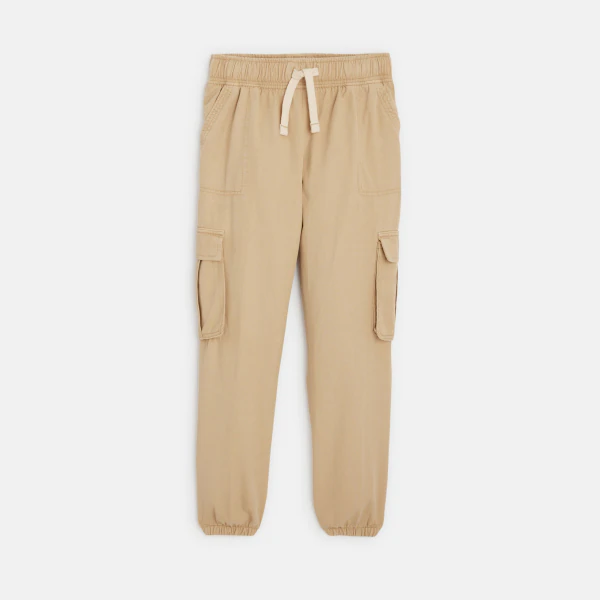 Pantalon cargo en toile beige Fille