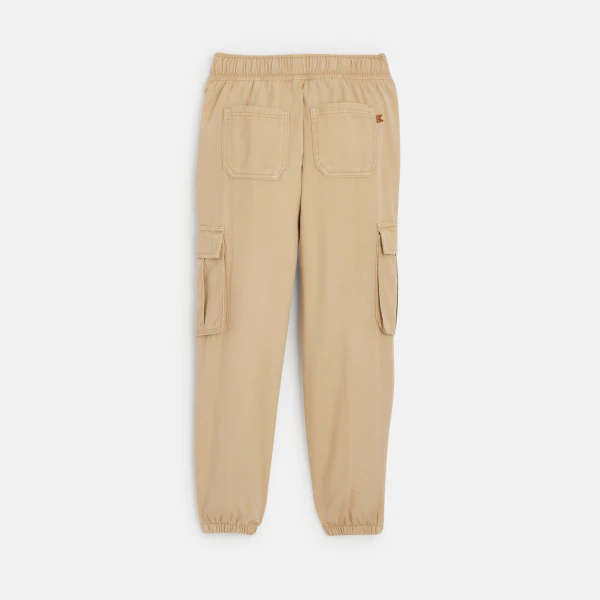 Pantalon cargo en toile beige Fille