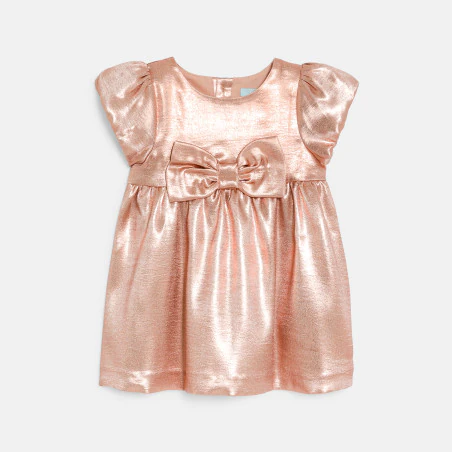 Baby girl's elegant sparkly pink dress with bow