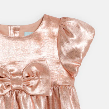 Baby girl's elegant sparkly pink dress with bow