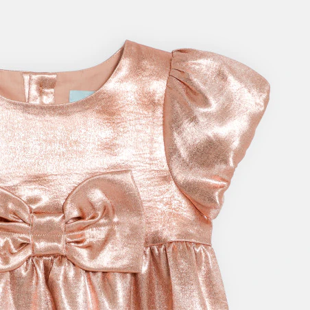 Baby girl's elegant sparkly pink dress with bow