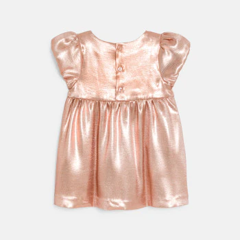 Baby girl's elegant sparkly pink dress with bow