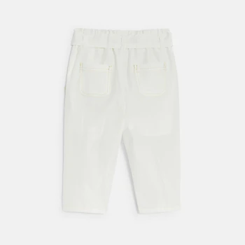 Baby girl's white high-rise flowing trousers