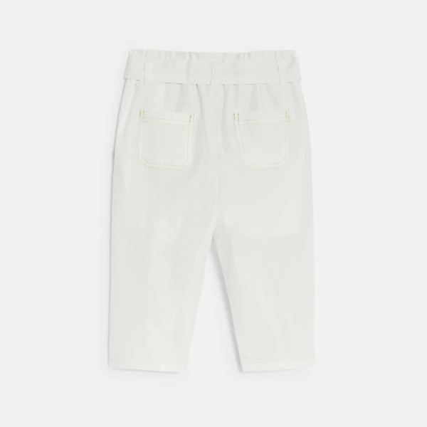 Baby girl's white high-rise flowing trousers