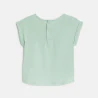 T-shirt bi-matière broderie anglaise vert bébé fille