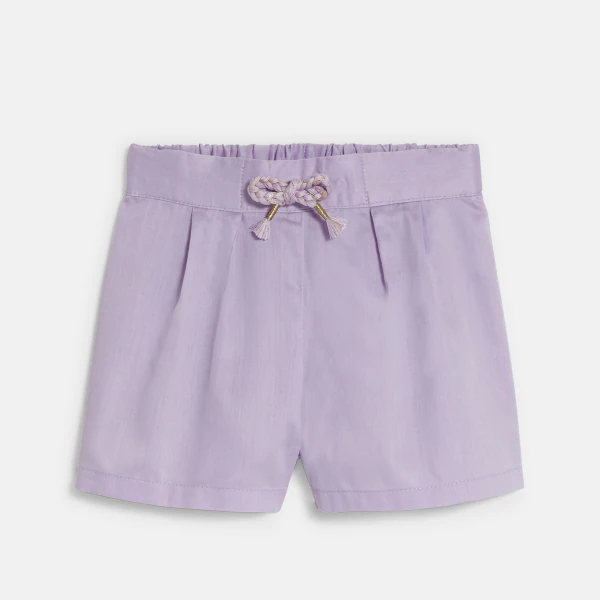 Baby girl's chic mauve shorts with darts