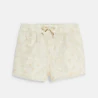 Baby girl's chic white embroidered shorts with darts