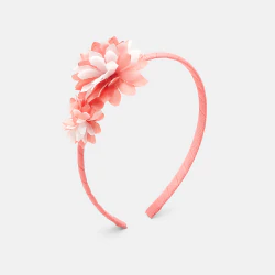 Serre-tête fleuri rose corail Fille