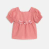 Baby girl's pink floral blouse with short sleeves