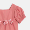 Baby girl's pink floral blouse with short sleeves