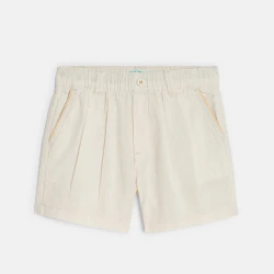 Baby boy's white linen and cotton shorts