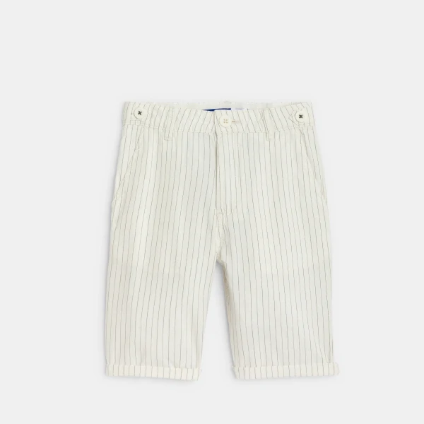 Boy's striped ecru Bermuda shorts