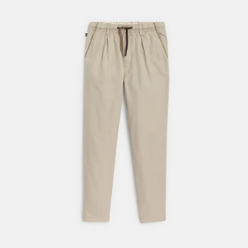 Pantalon carrot élastiqué beige Garçon