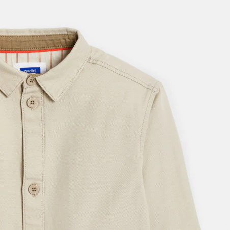 Boy's plain beige canvas shirt