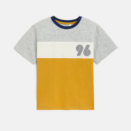 Boys' curry yellow colourblock short-sleeved T-shirt