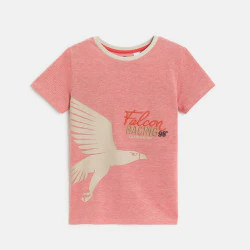 T-shirt manches courtes motif faucon rose Garçon