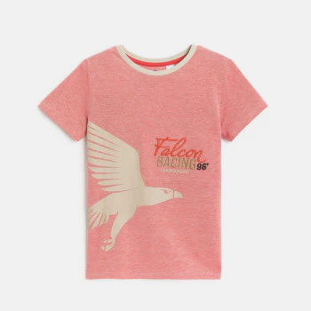 Boy's pink short-sleeve T-shirt with falcon motif