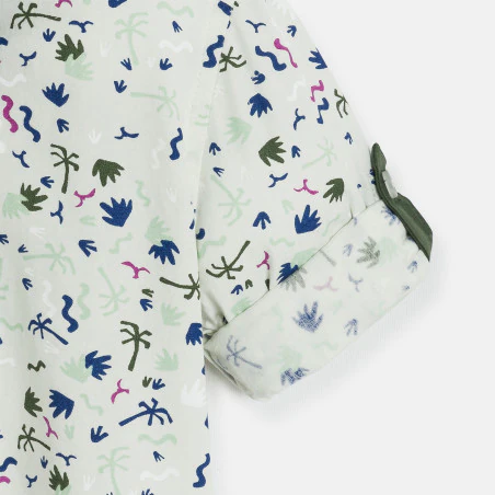 Baby boy's blue palm print shirt