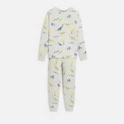 Boy's grey 2-piece printed jersey pyjamas