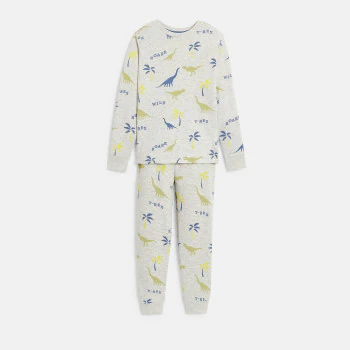 Boy's grey 2-piece printed jersey pyjamas