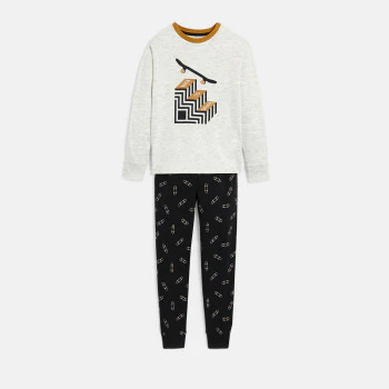 Boy's grey 2-piece printed jersey pyjamas