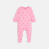 Baby girl's pink strawberry jersey sleepsuit