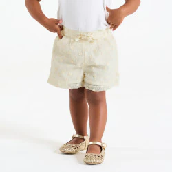 Baby girl's chic white embroidered shorts with darts