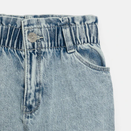 Girl's blue faded paperbag mom jeans