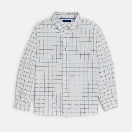 Chemise à carreaux fenêtres blanc Garçon