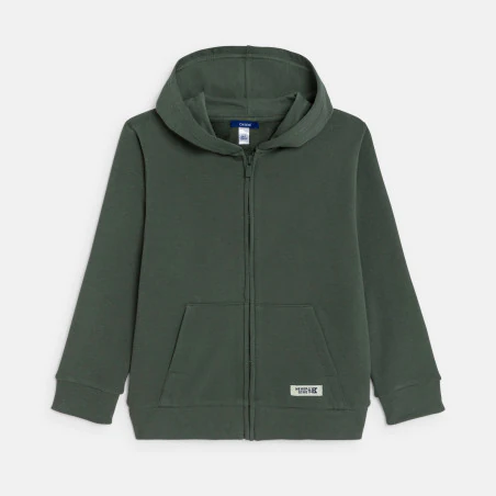 Boy's green zip-up hoodie