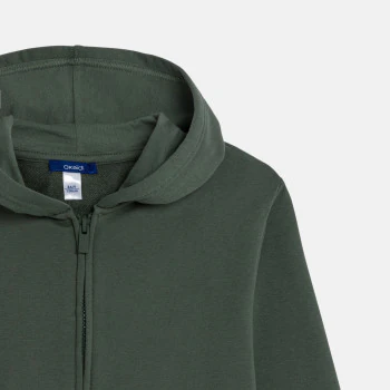 Sweat zippé à capuche jaune vert