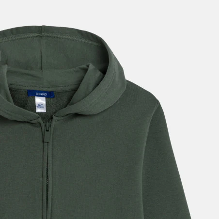 Boy's green zip-up hoodie