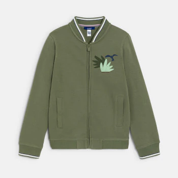 Boy's khaki baseball jacket sweatshirt