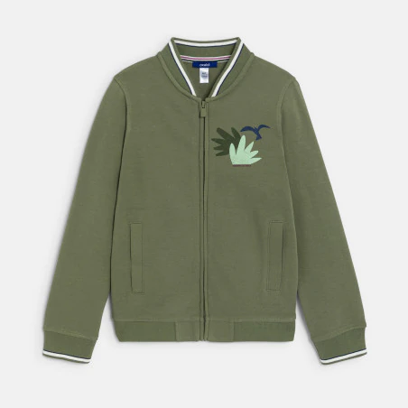 Boy's khaki baseball jacket sweatshirt