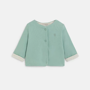 Unisex newborn green ribbed jersey cardigan