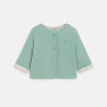 Unisex newborn green ribbed jersey cardigan