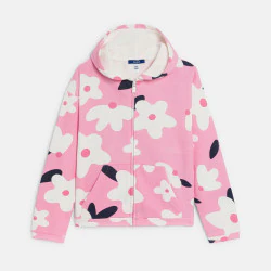 Girl's pink floral fleece...