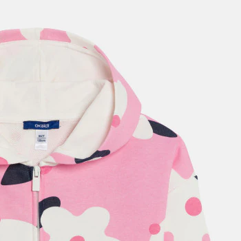 Girl's pink floral fleece hoodie