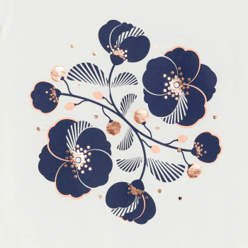 T-shirt manches papillon motif irisé orange Fille