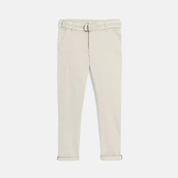 Boy's ecru slim chino trousers + belt