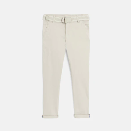 Pantalon chino slim + ceinture écru Garçon