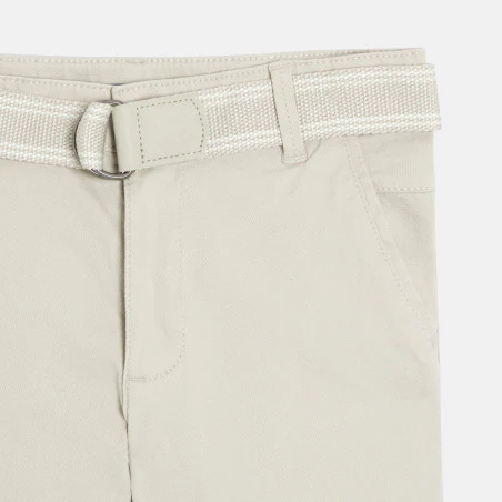 Pantalon chino slim + ceinture écru Garçon