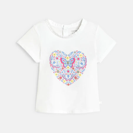 T-shirt papillon en relief bleu bébé fille