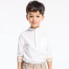 Boy's white striped Henley collar shirt