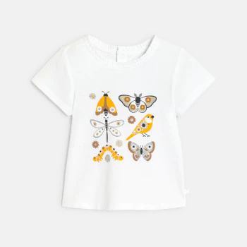 T-shirt insectes en reliefs marron bébé fille