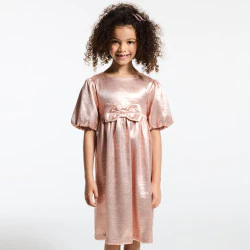 Robe en crêpe irisé à manches ballon rose Fille