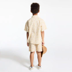 Baby boy's beige printed patterned cotton Bermuda shorts