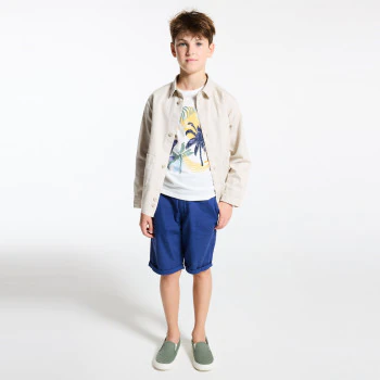 Boy's plain beige canvas shirt